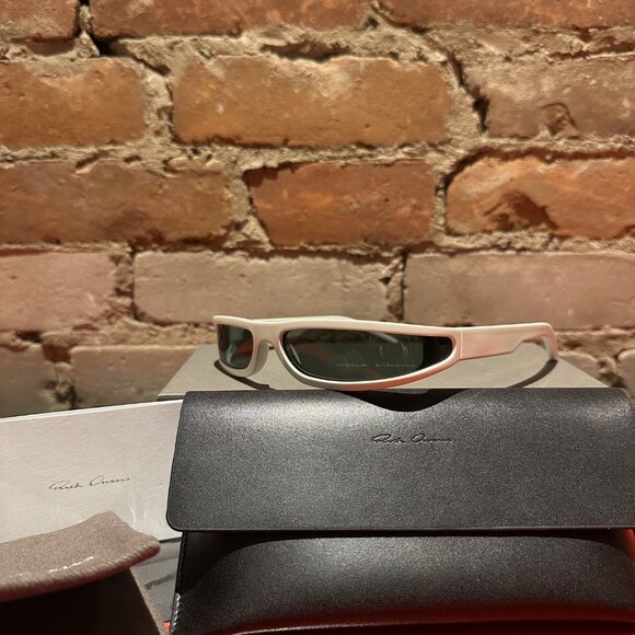 Rick Owens Mainline “FOG” Sunglasses — Pearl Temple / Forest Lens - Picture 1 of 6